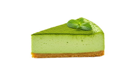 Green Tea Dessert Slice On Transparent Backgrounds and Image Quality Good and Appropriate for