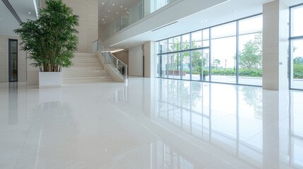Obraz premium Modern Office Lobby with Large Windows