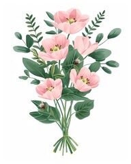 Obraz premium Elegant Pink Tulip Bouquet with Lush Greenery Perfect for Spring Weddings Invitations and Floral Designs
