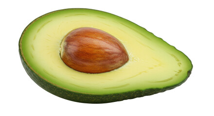Ripe Halved Avocado with Brown Seed on Transparent Background