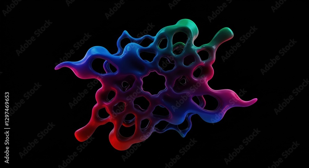 Fototapete abstract organic structure: a vibrant, intricate 3d rendering of a unique organic structure with flo