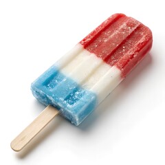 Delicious Red White and Blue Ice Pop on White Background
