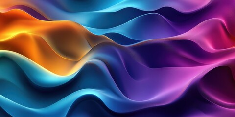 Abstract Colorful Waves: Vibrant Hues and Smooth Flowing Texture Digital Art