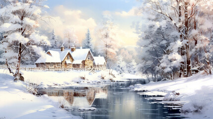 fields and mountains covered with snow	
