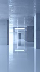 Abstract Modern Corridor with Geometric Light Installation