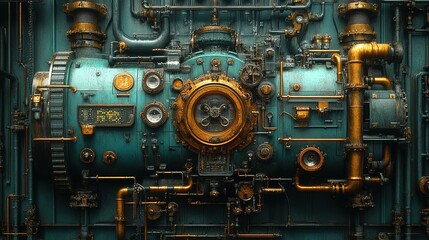 Fototapeta premium An intricate detailed depiction of a complex machine construction