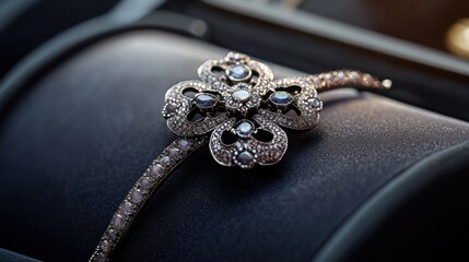 Elegant vintage bracelet with intricate design resting on a luxurious surface in soft lighting