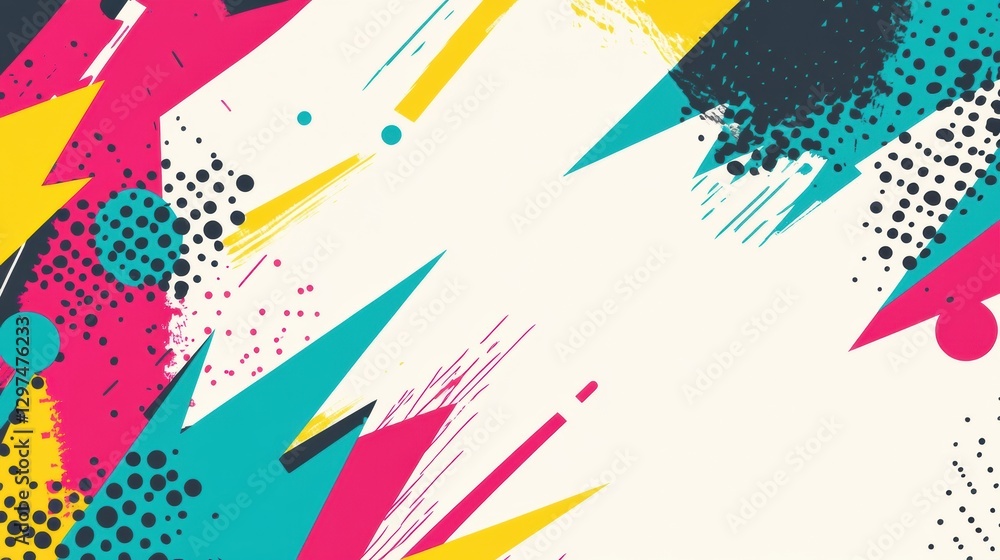 Poster Vibrant abstract design featuring bold colors and dynamic shapes in a playful composition. Generative AI