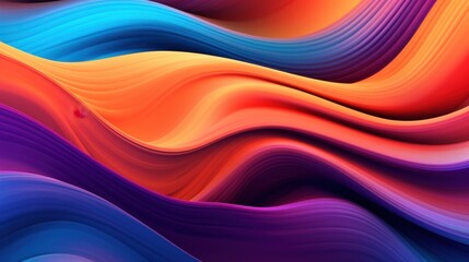 Fototapeta premium Abstract Colorful Waves Digital Art: Vibrant Hues and Smooth Curving Lines