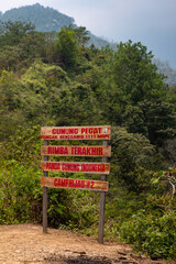 indonesia february 27, 2025, signboard for places on the Lorokan hill or Rengganis hill climb