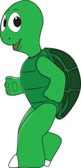 A funny turtle is walking on a sunny day