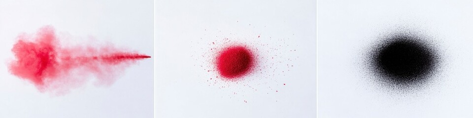 Colorful Powder Explosion on White Background in Various Forms