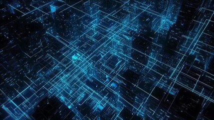 Fototapeta premium Neon City Grid Visualization