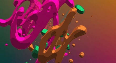 Fototapeta premium Colorful Organic Abstract: A vibrant, eye-catching abstract composition featuring organic shapes in a spectrum of vivid colors, suggesting movement and fluidity.
