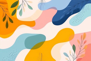 Fototapeta premium Organic shapes in fluid composition with warm earthy tones and vibrant accents creating modern artistic background with dynamic color flow and contemporary aesthetic for digital design elements