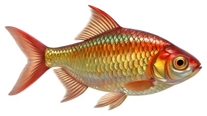 Photorealistic Rainbow Fish with Iridescent Scales &ndash; 3D Digital Art on White Background
