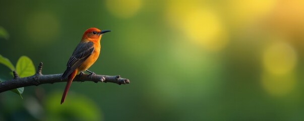 A lone bird perched on a branch in isolation amidst nature , birds, nature