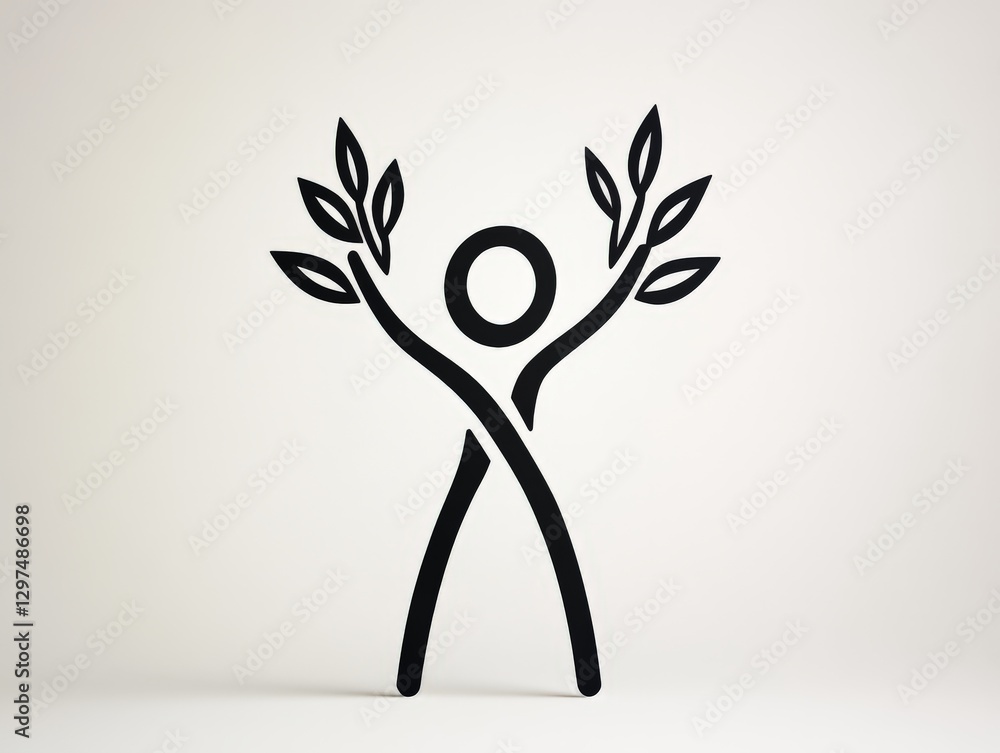 Poster abstract black human figures intertwined with tree branches in stylized minimalistic wall art concep