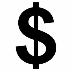 Dollar sign on white background.