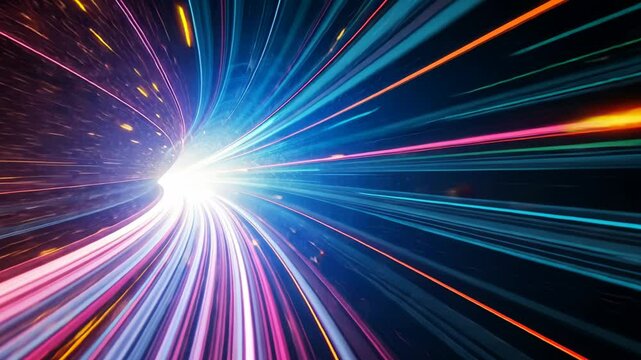 Abstract Glowing Tunnel with Blue and Pink Light Streaks Futuristic Motion Background Digital Art Wormhole Effect Graphic Design