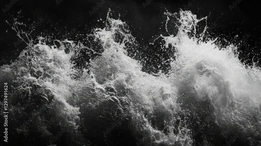 Poster a powerful water splash against a dark background, creating a clean and refreshing abstract composit