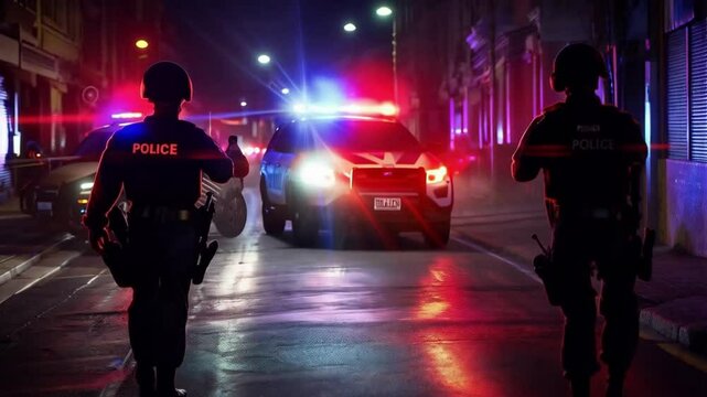 The police car sped down the street, its sirens blaring as it responded to an emergency call.