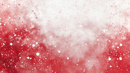 Fototapeta premium A red and white Christmas background with falling snowflakes, creating a cheerful and festive atmosphere perfect for greeting cards or holiday promotions.