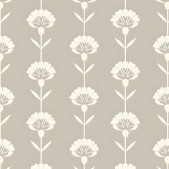 Simple repetitive floral pattern of white flowers on a beige background