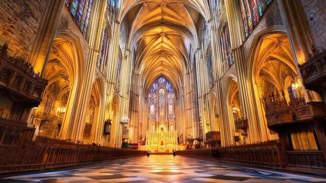 Majestic Interior of the Cathedral of Notre-Dame de Dijon, France