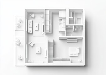 Monochrome Modern Apartment Floor Plan with Outdoor Space