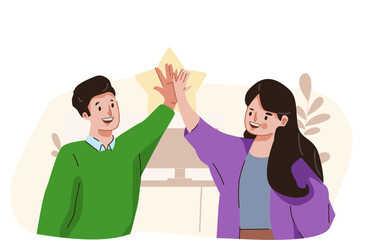 Fototapeta premium Couple high five sucessful business.eps