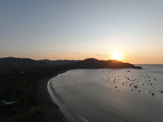 Sunset over Playa del Coco boats, Guanacaste
