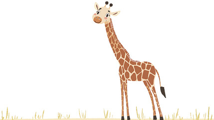 Obraz premium A giraffe is standing in a field of grass