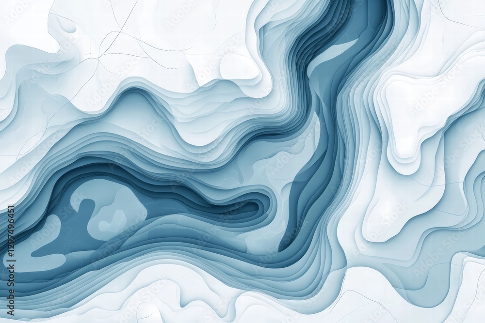 Leinwandbilder Abstract representation of flowing water in shades of blue and white, capturing movement and depth in a unique design. Generative AI