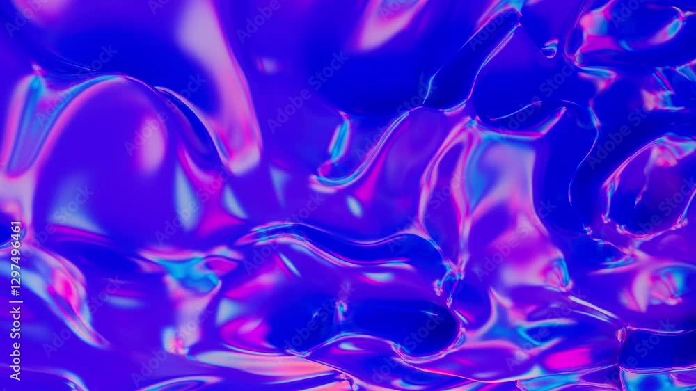 Poster abstract animation of liquid lava with a beautiful background of fluorescent neon waves. the animati
