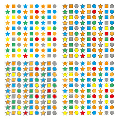 Colorful shape icons. Geometric star square. Circle bright elements. Vector design symbols.