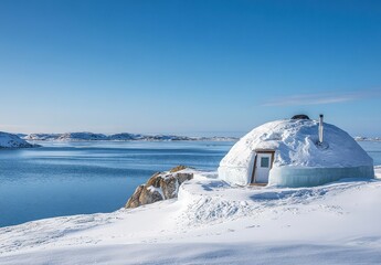 Igloo by Serene Frozen Lake