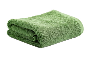 green towel with a textured surface isolated on white and transparent background