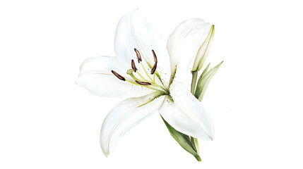 Fototapeta premium A white flower with a green stem