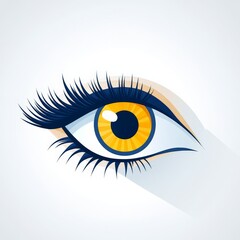 Abstract digital illustration of a detailed human eye with vibrant yellow iris and long eyelashes creating a visually striking modern aesthetic design for artistic wallpaper
