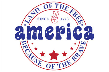 Fourth of July Independence Day Vector illustration, 4th of July greeting in United States national flag colors and hand lettering text Happy, America, USA Flag, USA Holiday, Patriotic, Cut File