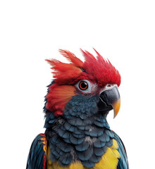 Obraz premium Majestic Gang-Gang Cockatoo Portrait Showing Vibrant Red Crest and Blue-Grey Feathers Perfect for Wildlife Photography, Isolated on Transparent and White Background