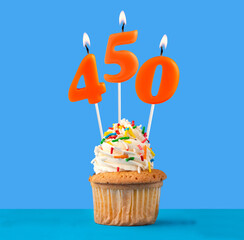 Number of followers or likes - Candle number 450.