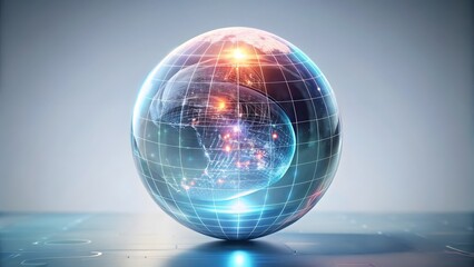 Illuminated Sphere, Global Network, Abstract Data Visualization