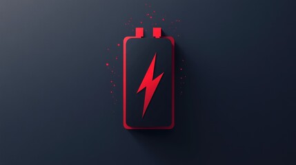 Abstract symbol of energy saving battery art, flames of fire particles dim around the lightning symbol, showing its light from within when the power is low.