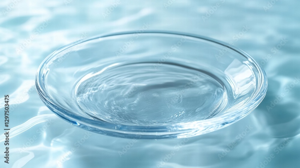 Aufkleber water gently ripples in a clear glass dish placed on a calm surface reflecting soft light. generativ