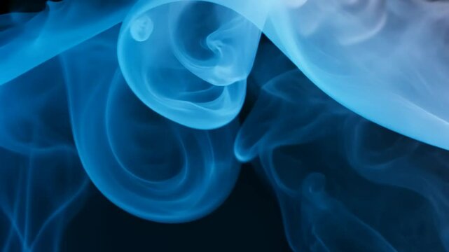 Abstract Blue Smoke on Black Background