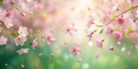 Fototapeta premium Delicate Pink Blossoms Dancing on a Gentle Breeze, a Springtime Symphony of Petals and Light