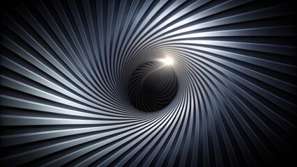Naklejka premium Abstract Swirling Metal Tunnel A Futuristic Design Concept Featuring a Dark, Sleek, and Modern Aesthetic with a Glowing Center
