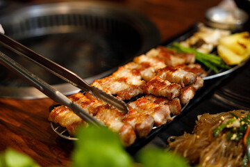 Korean traditional style grill BBQ pork.